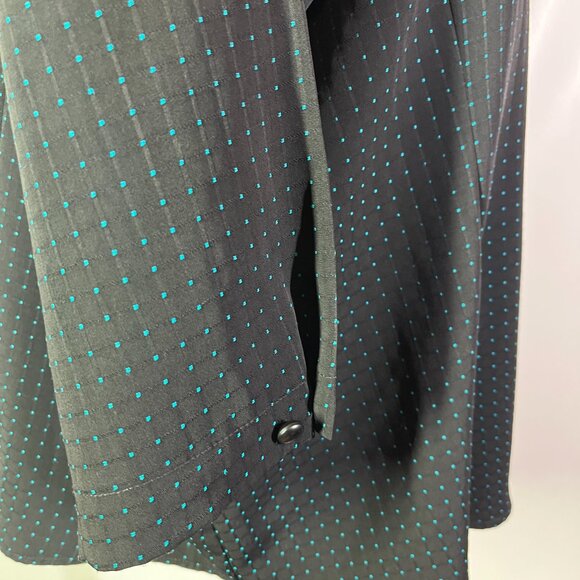 TanJay Plus Size 24W Textured Button-Up Shirt 3/4 Sleeve Black Teal - Picture 5 of 9